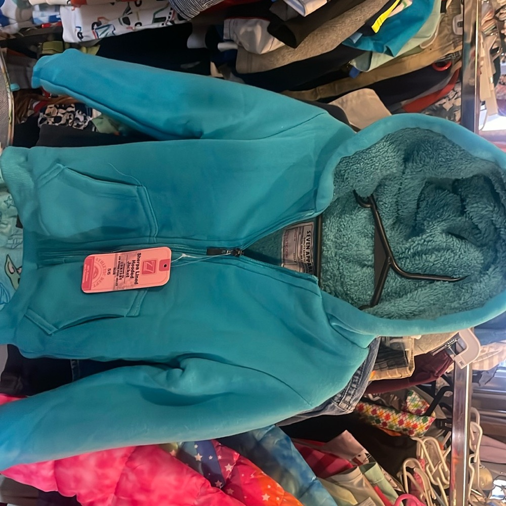 Seven apparel Sherpa lined hooded jacket